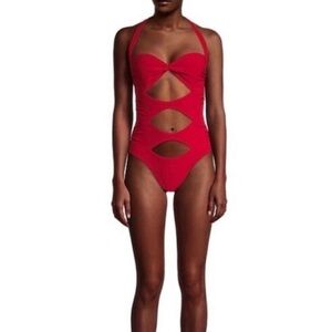 Norma Kamali Red Cutout One-Piece Swimsuit